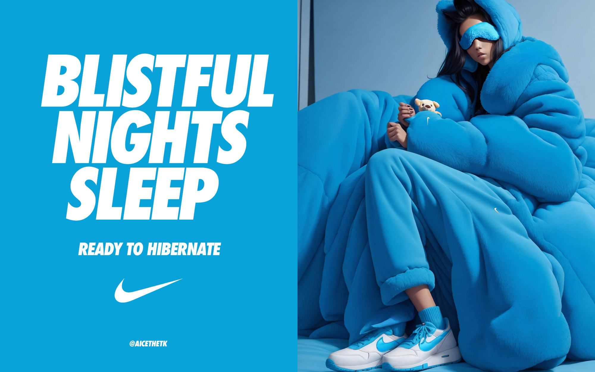 AI Art. Generative AI Nike Sleepwear Campaign by Allan Chan Creative. @aicethetk