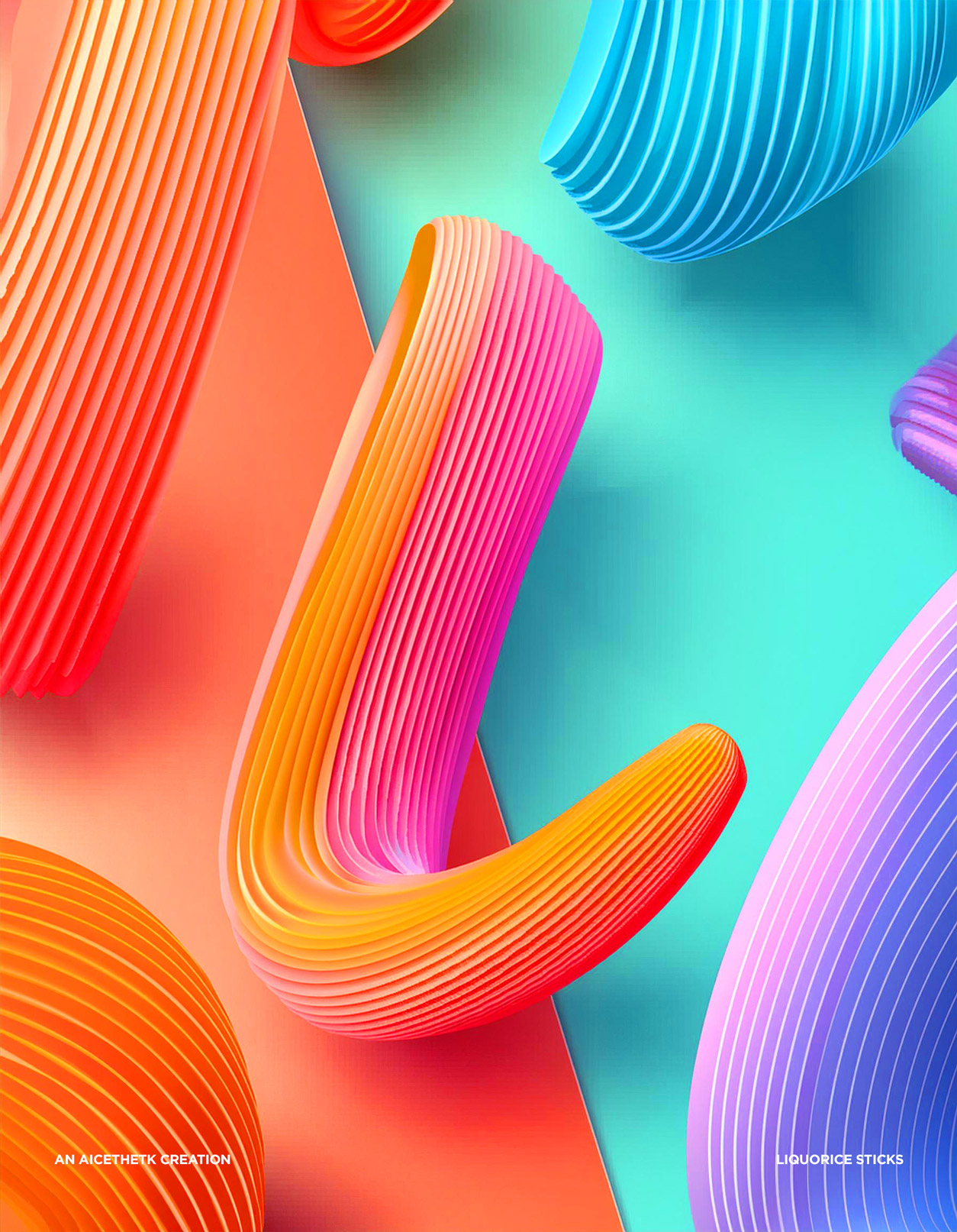 Generative AI 3D lettering Typography, Letter L by Allan Chan. 3D printed liquorice sticks.